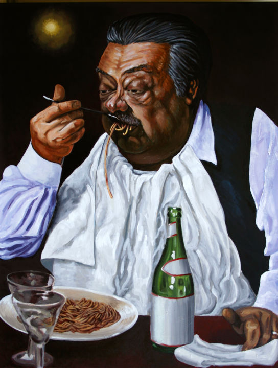 Schilderij getiteld "Spaghetti" door Joanra Canosa, Origineel Kunstwerk, Olie