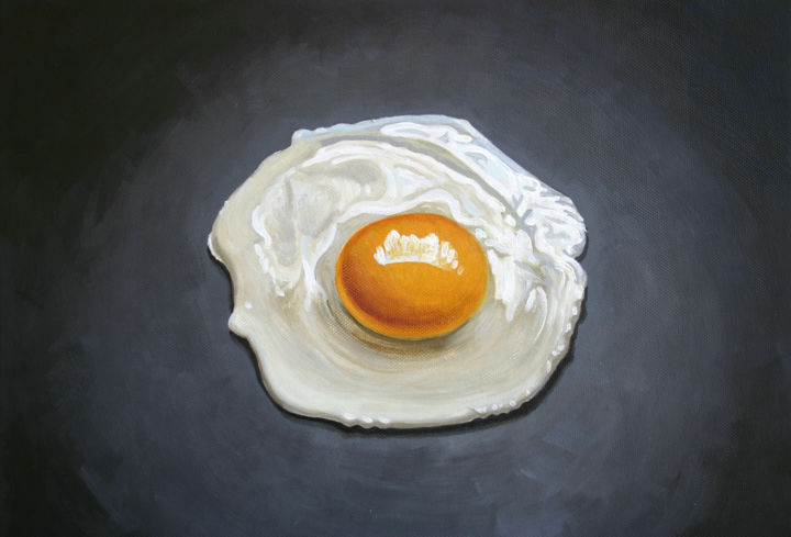 Schilderij getiteld "Huevo frito" door Joanra Canosa, Origineel Kunstwerk, Olie