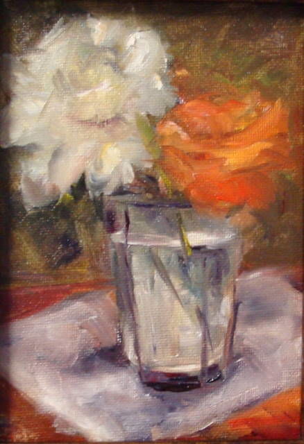 Painting titled "From the Garden" by Joan Sicignano, Original Artwork, Oil