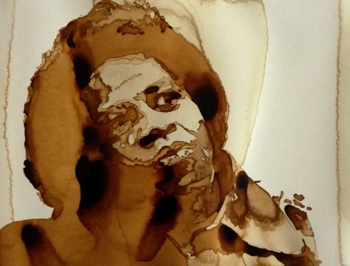 Painting titled "James Brown" by Joany Régibier, Original Artwork, Watercolor
