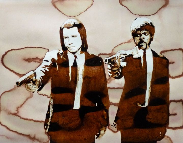 Pintura titulada "John Travolta, Samu…" por Joany Régibier, Obra de arte original, Acuarela