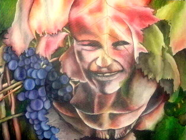 Painting titled "uvas e vampiros" by Joao Andrade Rebelo, Original Artwork