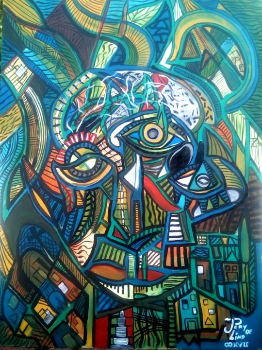 Painting titled "influencias-electro…" by João Pery De Lind, Original Artwork, Acrylic