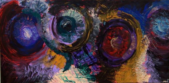 Painting titled "Discos" by Joao Soares, Original Artwork, Acrylic