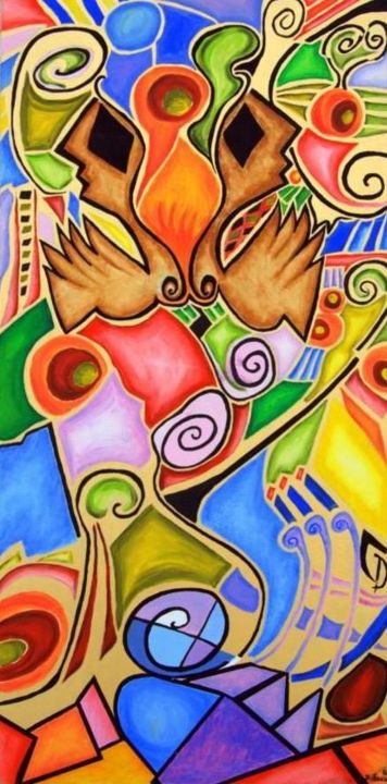 Pintura intitulada "Pássaros Exóticos" por Joao Soares, Obras de arte originais, Acrílico