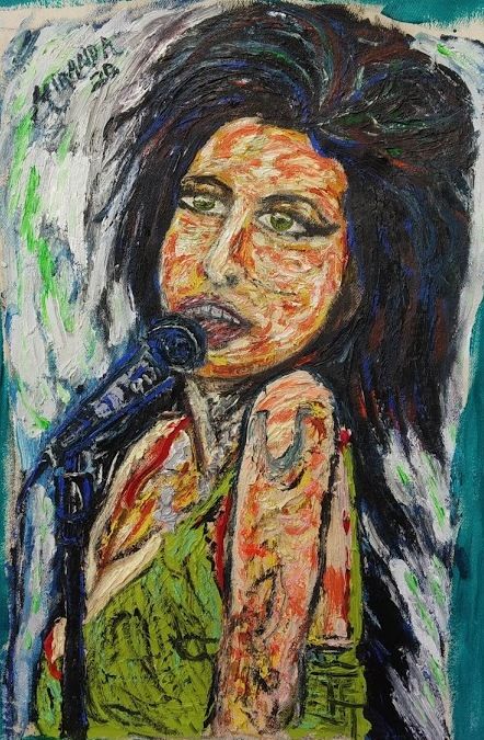 Painting titled "Amy Winehouse - Bac…" by João Miranda, Original Artwork, Oil