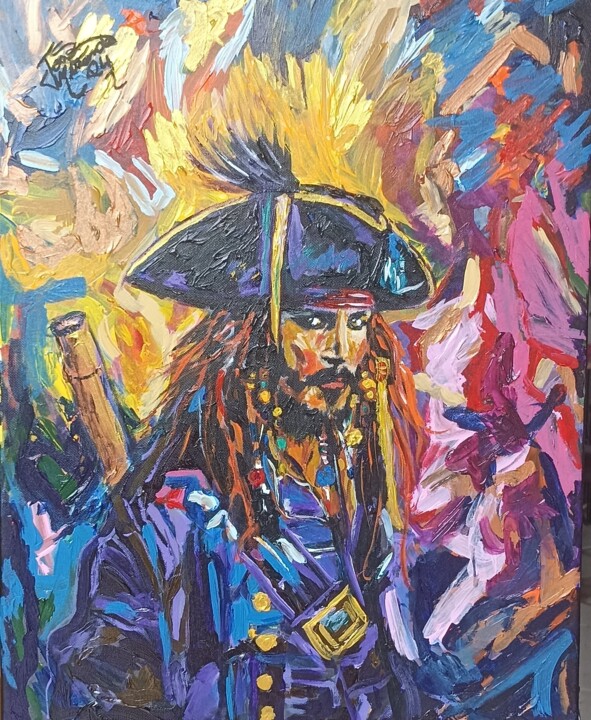Peinture intitulée "Jack Sparrow" par João Miranda, Œuvre d'art originale, Acrylique