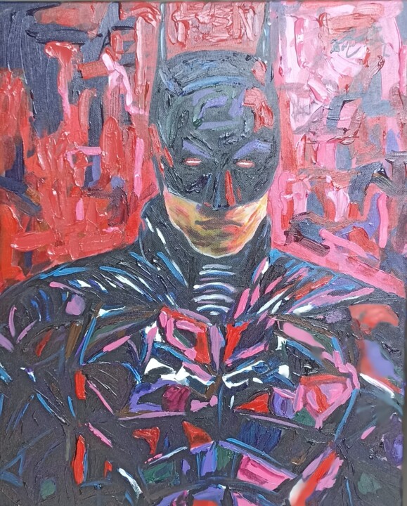 Painting titled "The Batman 2024" by João Miranda, Original Artwork, Acrylic