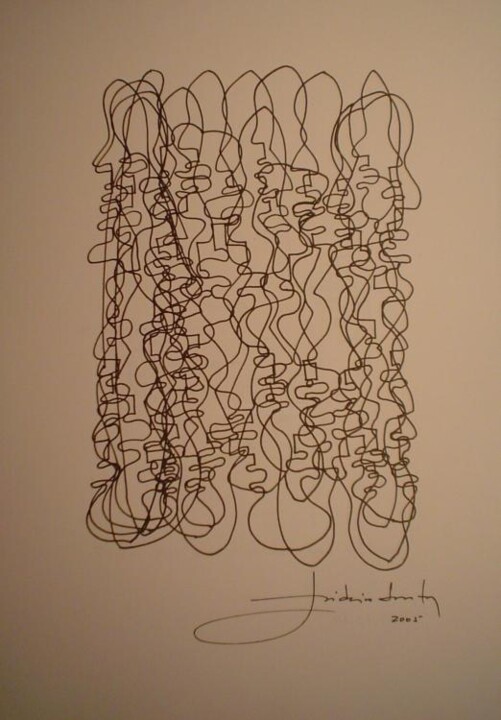Disegno intitolato "Lines on faces II" da João Videira Santos, Opera d'arte originale