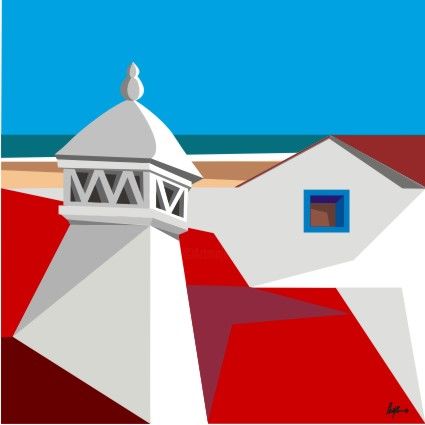Рисунок под названием "algarve ,telhados,…" - João Beja, Подлинное произведение искусства