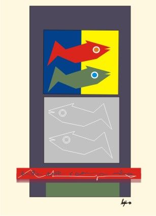 Disegno intitolato "peixes, a2" da João Beja, Opera d'arte originale