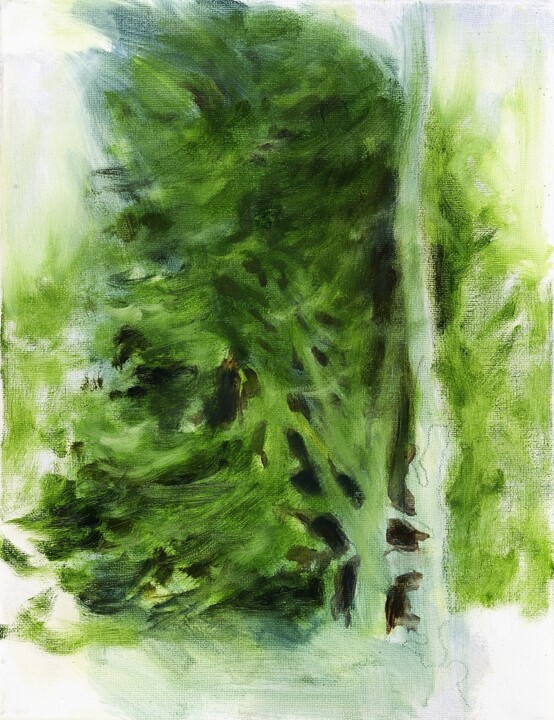Painting titled "Da série Verdes Mem…" by Joaquim Marques, Original Artwork, Oil Mounted on Wood Stretcher frame