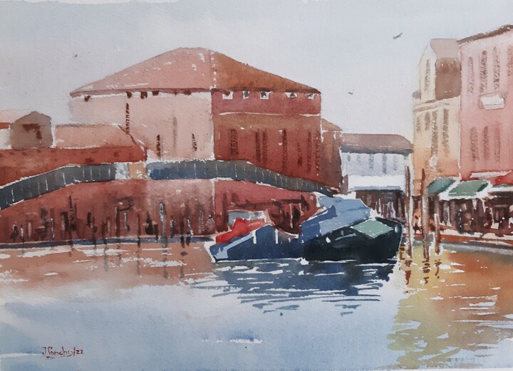 Painting titled "Boats on rest" by Joaquim Pancho, Original Artwork, Watercolor