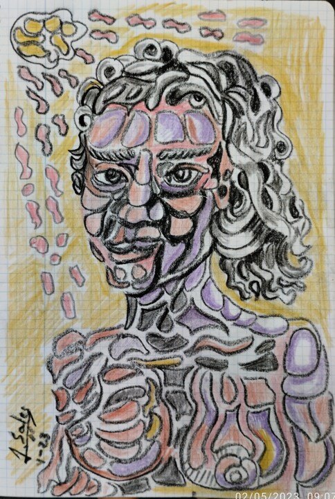 Dessin intitulée "La femme atomique" par Joaquín A. Sales, Œuvre d'art originale, Crayon