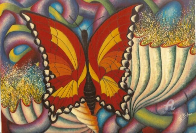 Peinture intitulée "Butterfly" par Jò Badamo, Œuvre d'art originale