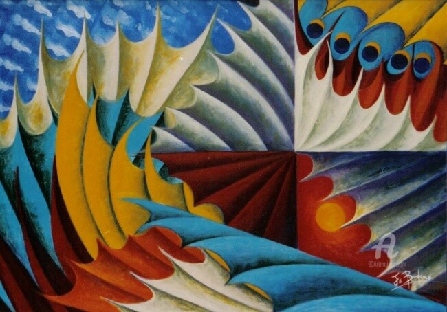 Painting titled "Spore Abbissali" by Jò Badamo, Original Artwork