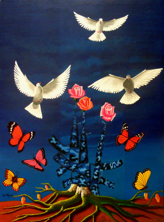 Pintura titulada "Para la paz" por Jocapi, Obra de arte original, Acrílico