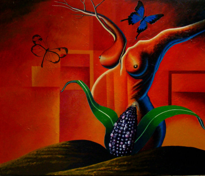 Painting titled "Paralelo materno" by Jocapi, Original Artwork, Acrylic
