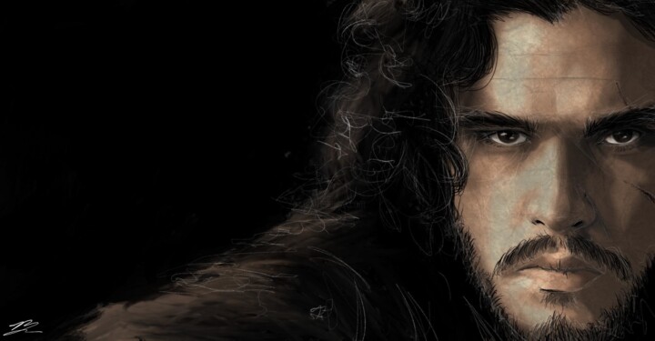 Digital Arts titled "Jon Snow" by Jocelyn Bouget (crealab), Original Artwork, Digital Painting