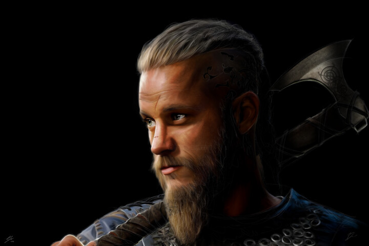 Digital Arts titled "Ragnar" by Jocelyn Bouget (crealab), Original Artwork, Digital Painting