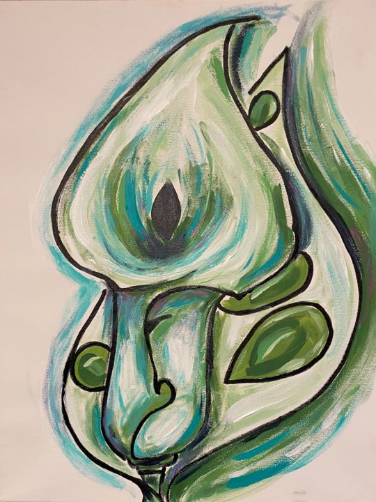 Peinture intitulée "Green Calli" par Jocelyn Blain, Œuvre d'art originale, Huile