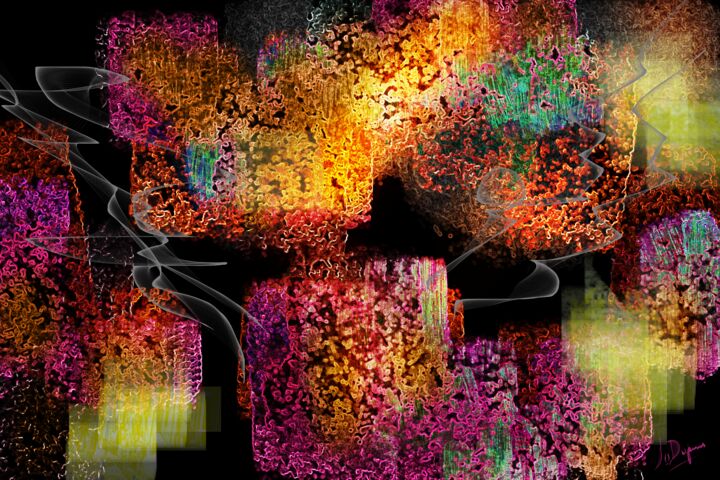 Digital Arts titled "Changer d'eSpace" by Jocelyne Dupuis (Jo Dupuis), Original Artwork, Digital Painting Mounted on Plexigl…