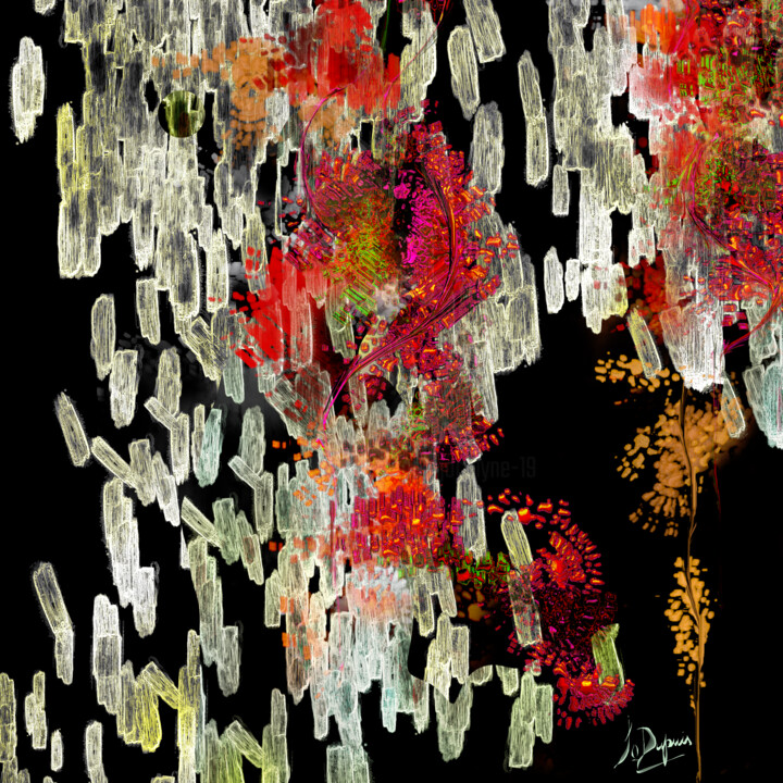 Digital Arts titled ""Atteindre"" by Jocelyne Dupuis (Jo Dupuis), Original Artwork, Digital Painting Mounted on Plexiglass