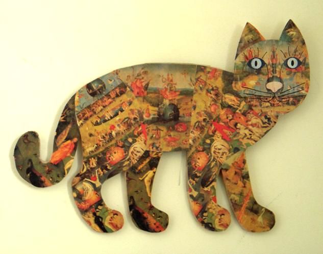 "cat-bosch-art" başlıklı Kolaj Jocelyne Chambellan tarafından, Orijinal sanat, Diğer