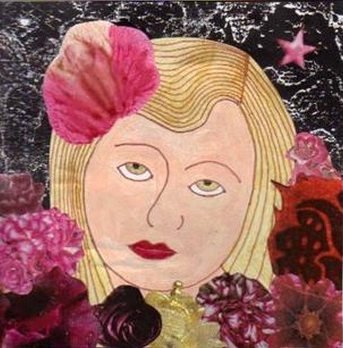 Collages intitulée "jeune-fille-aux-fle…" par Jocelyne Chambellan, Œuvre d'art originale