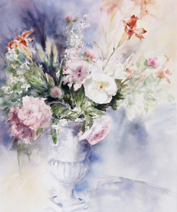 Peinture intitulée "Bouquet du jardin" par Jocelyne Chauveau, Œuvre d'art originale, Aquarelle