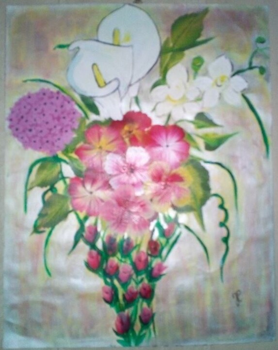 Malerei mit dem Titel "BOUQUETS DE FLEURS…" von Jocelyne Perrot, Original-Kunstwerk, Acryl