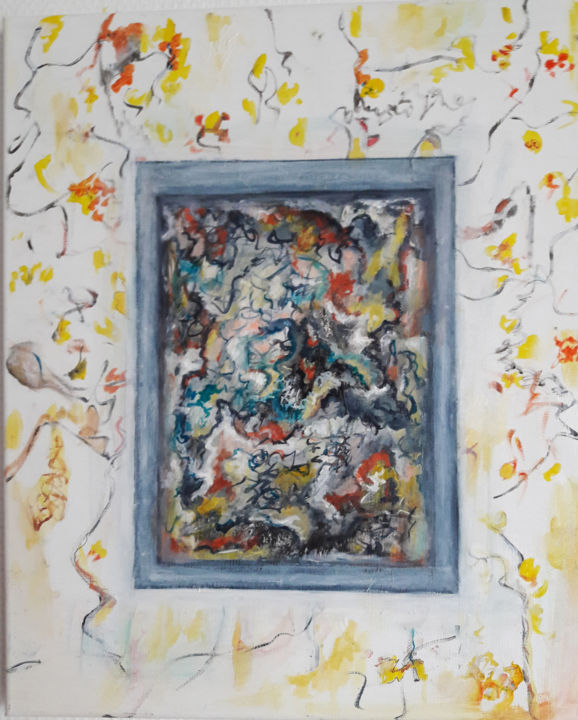 Painting titled "Abstract 4 2019" by Jocelyne Violet, Original Artwork, Oil
