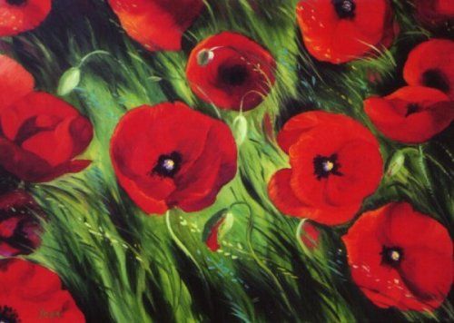 Peinture intitulée "coquelicots" par Jocelyne Clerge, Œuvre d'art originale,