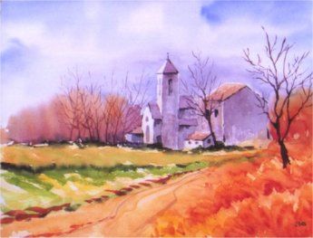 Peinture intitulée "beau jour d'hiver" par Jocelyne Clerge, Œuvre d'art originale,