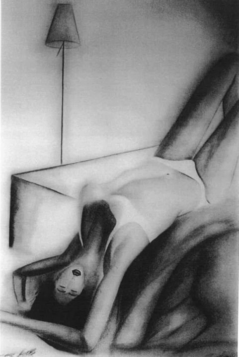 Drawing titled "femme-folle-damour-…" by Jochen Lobah, Original Artwork, Charcoal