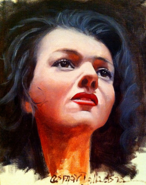 Painting titled "khatia Buniatishvili" by Osmar Dallabona, Original Artwork, Oil