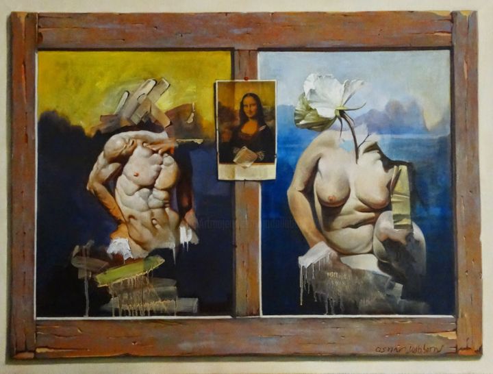 Malerei mit dem Titel "Tempo" von Osmar Dallabona, Original-Kunstwerk, Öl Auf Keilrahmen aus Holz montiert