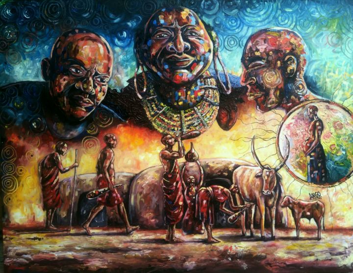 Pittura intitolato "pacifying our roots" da Ango, Opera d'arte originale