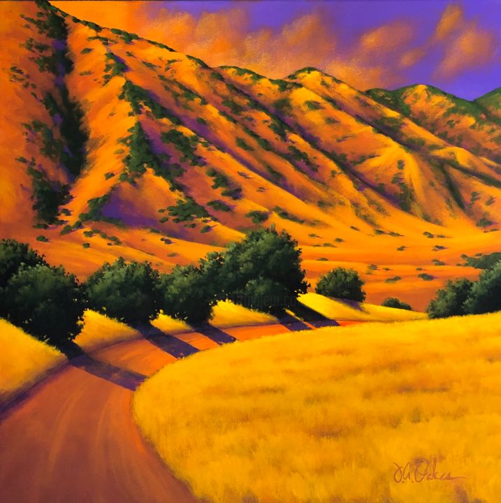 Pittura intitolato "Tranquil Foothills…" da Joe A. Oakes, Opera d'arte originale, Acrilico