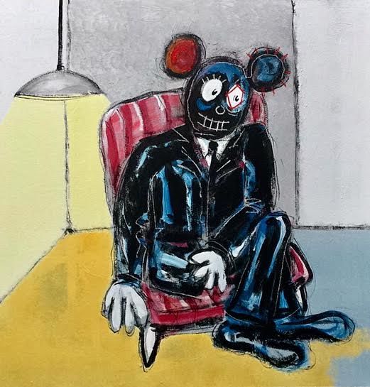 Malerei mit dem Titel "Mick fauteuil" von Joel Larribeau, Original-Kunstwerk, Acryl