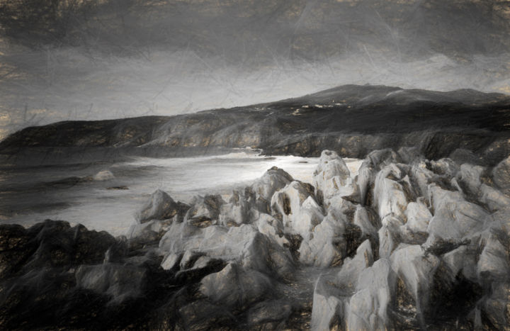 Artes digitais intitulada "Sea rocks" por Joel Vieira, Obras de arte originais, Trabalho Digital 2D