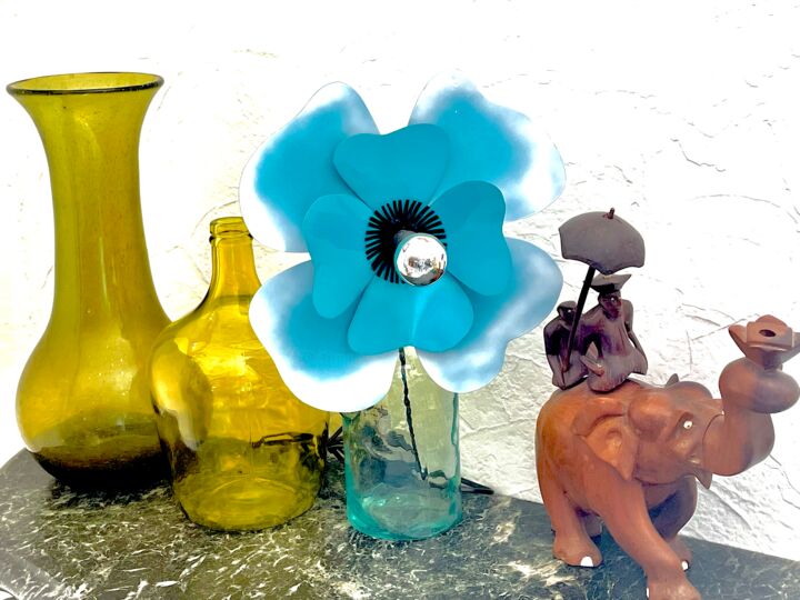 Design intitolato "Lampe fleur pavot L…" da Joel Carpentier (Ambiance d'Antan), Opera d'arte originale, apparecchio