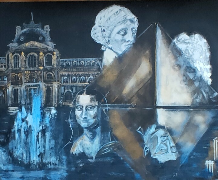 Painting titled "Le Louvre" by Joele Ardans, Original Artwork, Acrylic