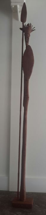 Sculpture intitulée "Guerrier Maasaï" par Joëlle Boutherin, Œuvre d'art originale, Résine