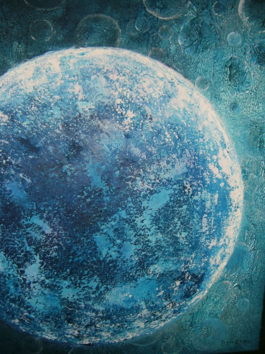 Pintura intitulada "PLANETE BLEUE" por Joêlle Delmas De Gaillac, Obras de arte originais, Óleo