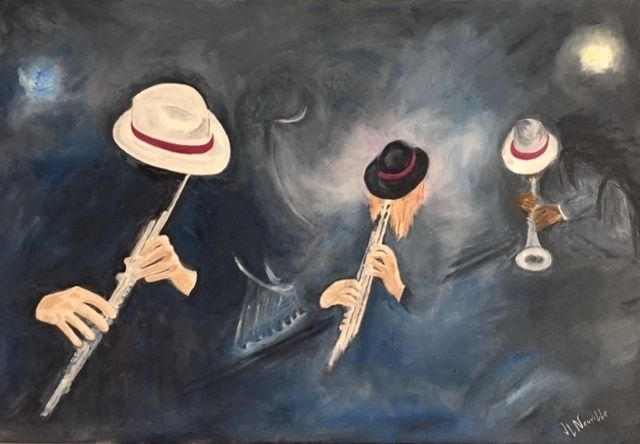 Peinture intitulée "diablo-jazz-54-x-81…" par Jlneuville, Œuvre d'art originale, Huile