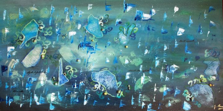 Peinture intitulée "Carte Marine" par Joëlle Marcel, Œuvre d'art originale, Acrylique