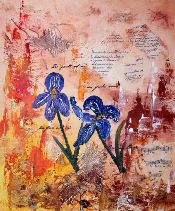 Peinture intitulée "iris" par Joëlle Marcel, Œuvre d'art originale, Acrylique