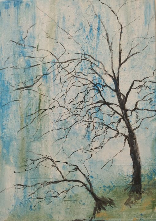 Pittura intitolato "L'arbre" da Joelle Neveux Frayssinet (JNF), Opera d'arte originale, Acrilico
