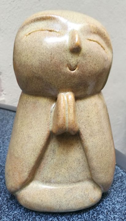 Sculpture titled "moine1" by Joëlle Thanel, Original Artwork, Ceramics